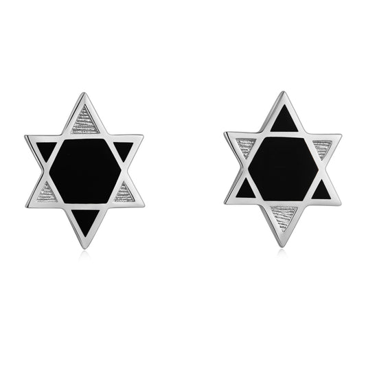 (Two Colours) Hexagram Enamel Silver Studs Earrings for Women