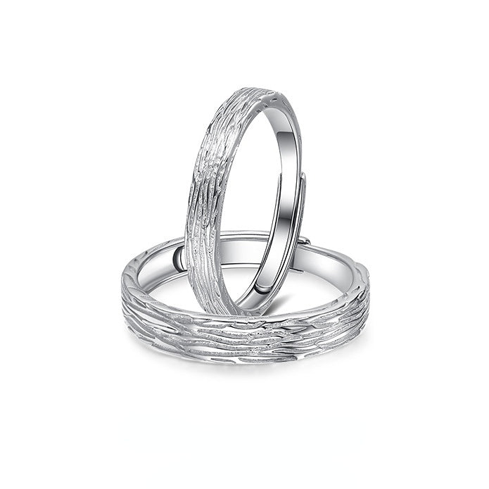 Trees Lines Design Silver Couple Ring for Women