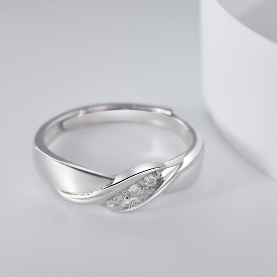 Love River Design with Zircon Silver Couple Ring for Women
