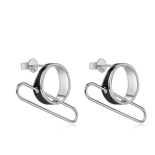 (Two Colours) Metal Circle Enamel Studs Earrings for Women