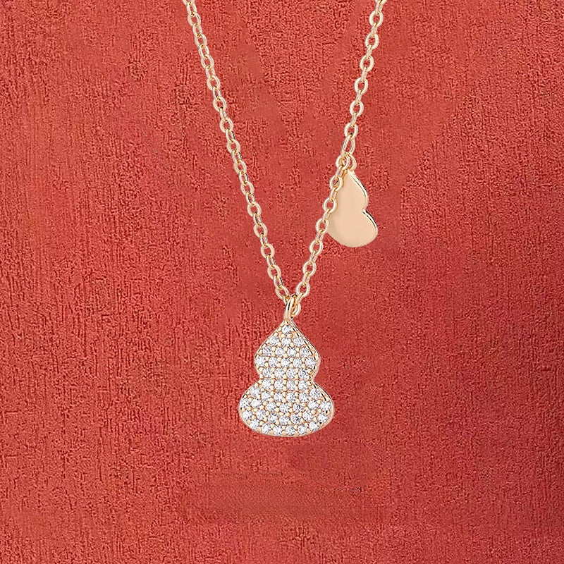 Full Zircon Gourd Pendant Silver Necklace for Women