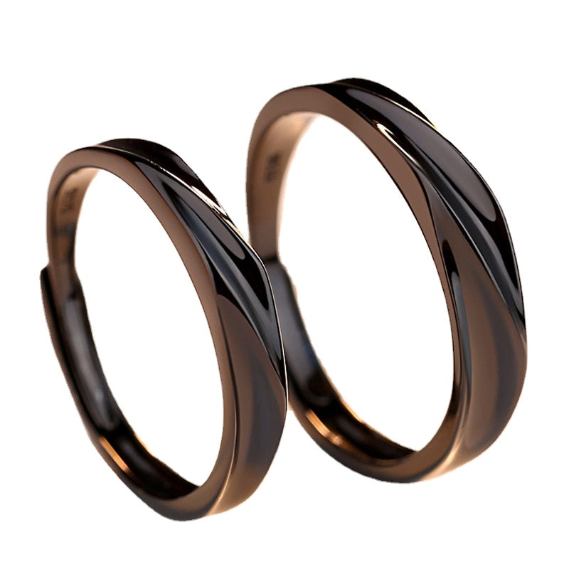 Black Colour Silver Couple Ring for Women