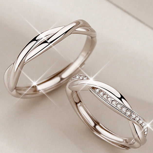 Interwoven Love Silver Couple Ring  for Women