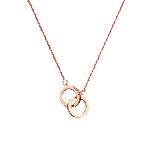 Double Ring Pendant Silver Necklace for Women