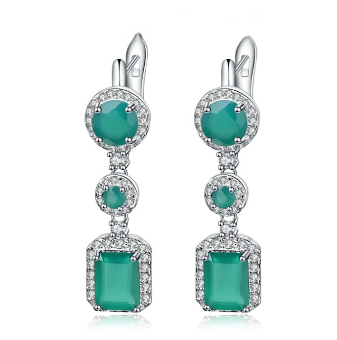Natural Colourful Gemstones Soleste Halo Beading Silver Drop Earrings for Women
