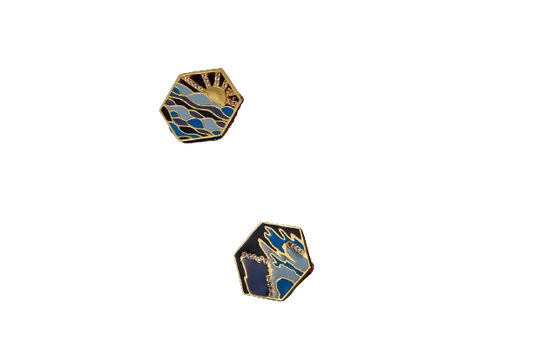 The Seine Series Blue Enamel Studs Earrings for Women