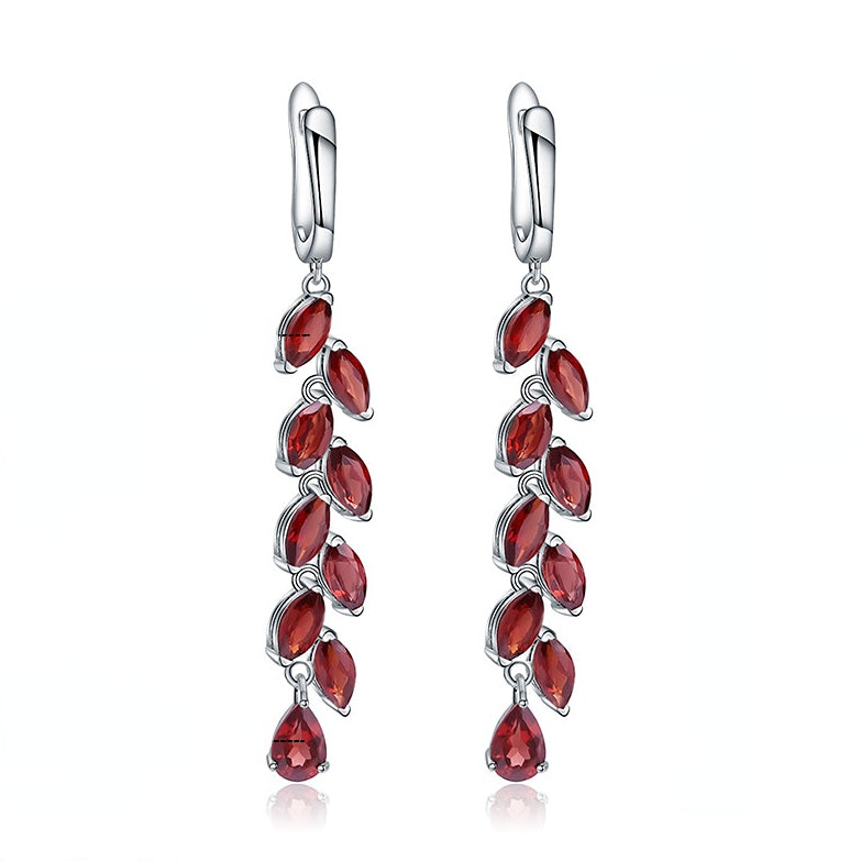 Natural Colourful Gemstones String Silver Drop Earrings for Women
