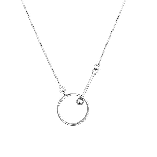 Stylish Circle Ring Silver Necklace for Women