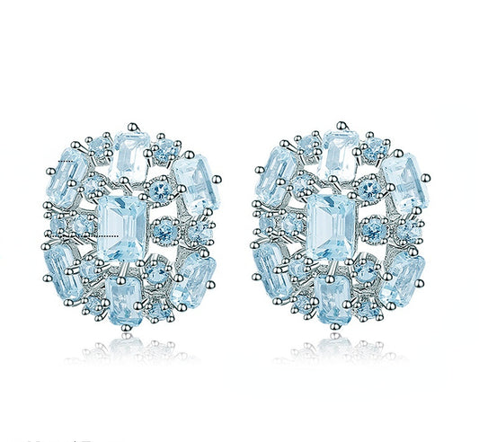 Natural Topaz Silver Studs for Women
