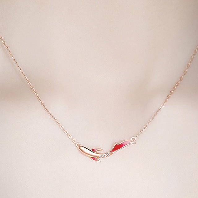 Koi Fish with Zircon Silver Necklace for Women