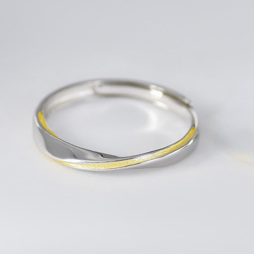 Mobius Series Gold Thread Silver Couple Ring for Women