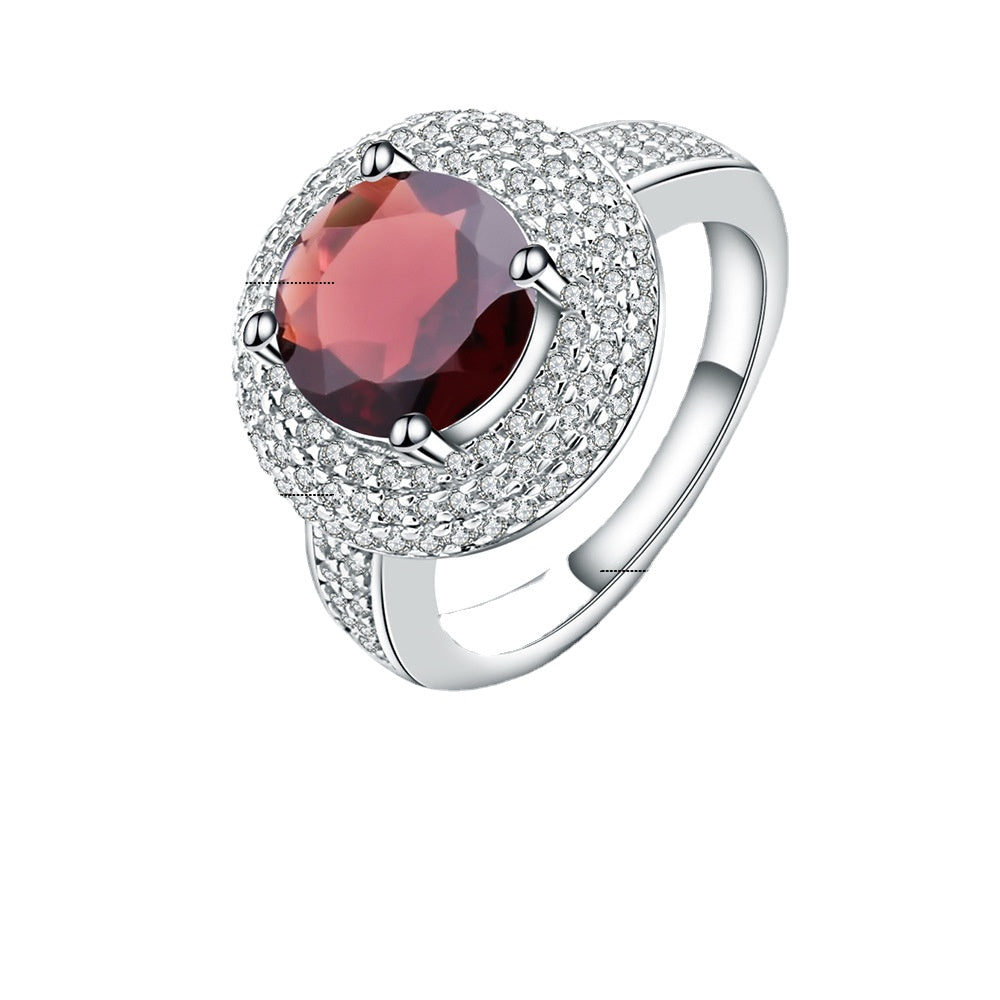 Natural Gemstone soleste halo Round Cut Silver Ring for Women
