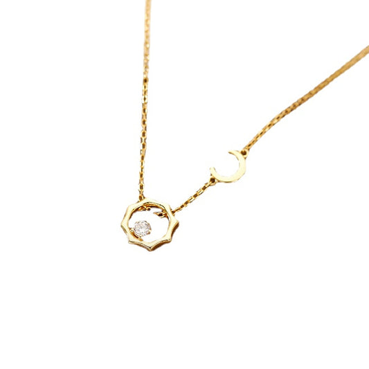 Moon Sun with Zircon Star Silver Necklace for Women