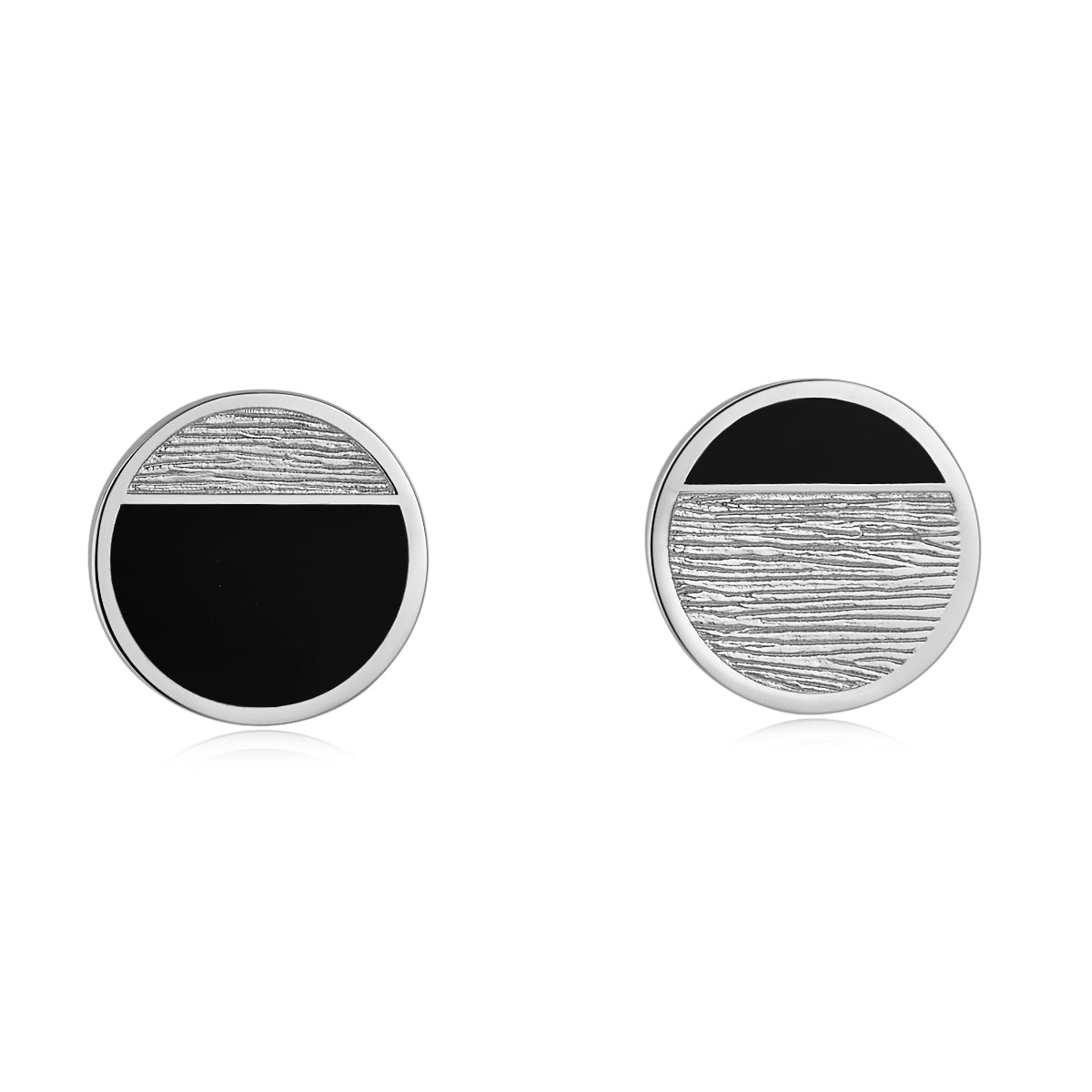 (Two Colours) Circle Enamel Silver Studs Earrings for Women