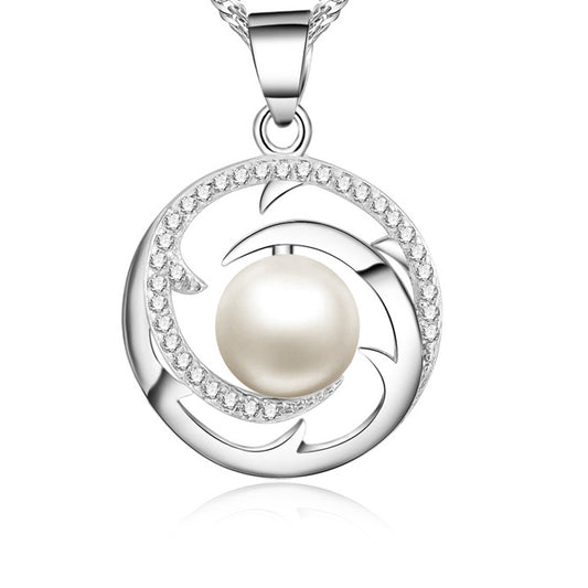 (Pendant Only) Zircon Circle Vortex with Pear Silver Pendant for Women