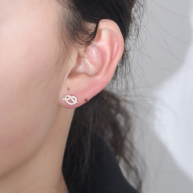 Zircon Knot Silver Studs Earrings for Women
