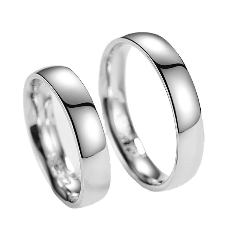 Smooth Inner Arc Silver Couple Ring for Women