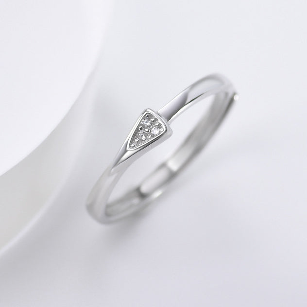 Triangle with Zircon Silver Couple Ring