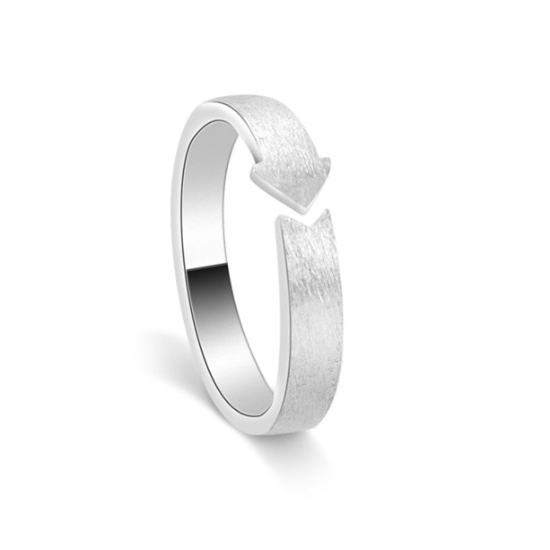 Arrow Brushed Silver Couple Ring for Women