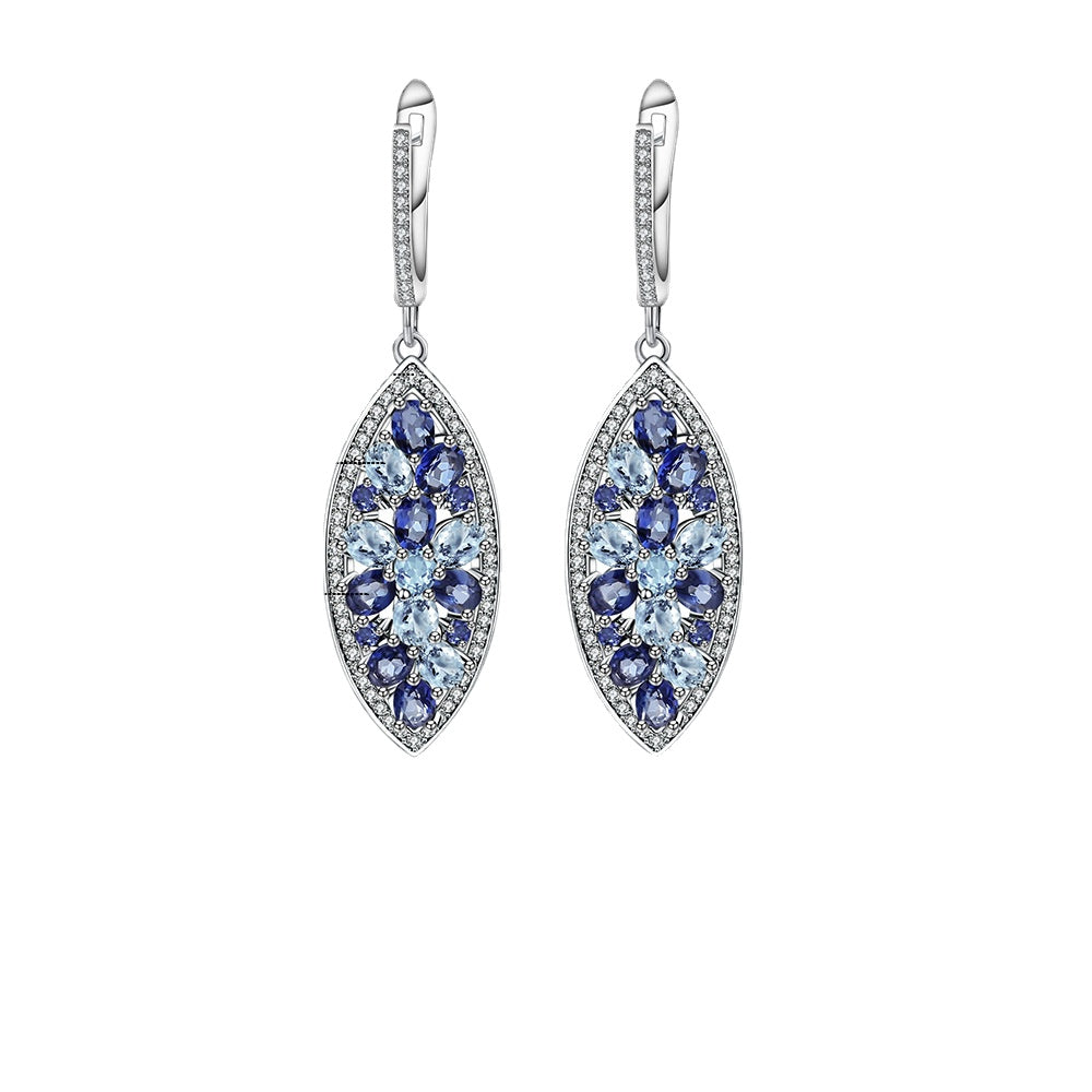 Colourful Mardi Gras Earrings-Treasure Marquise Shape Sterling Silver Drop Earrings for Women