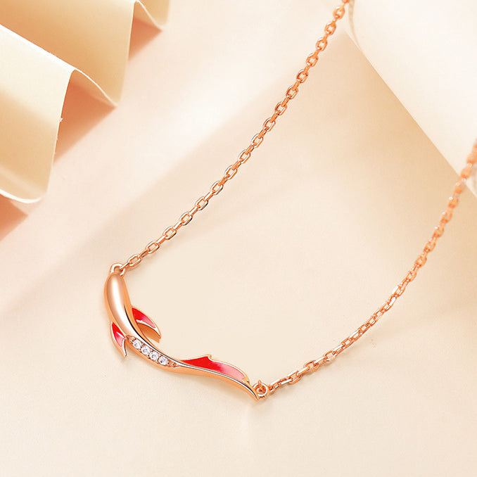 Koi Fish with Zircon Silver Necklace for Women
