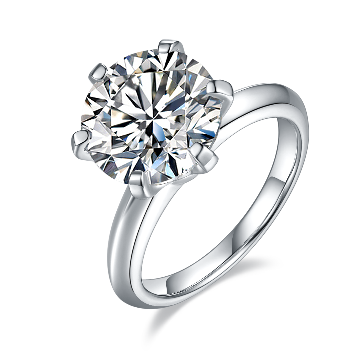 5.0CT Moissanite Round Cut Solitaire Six Prongs Ring for Women
