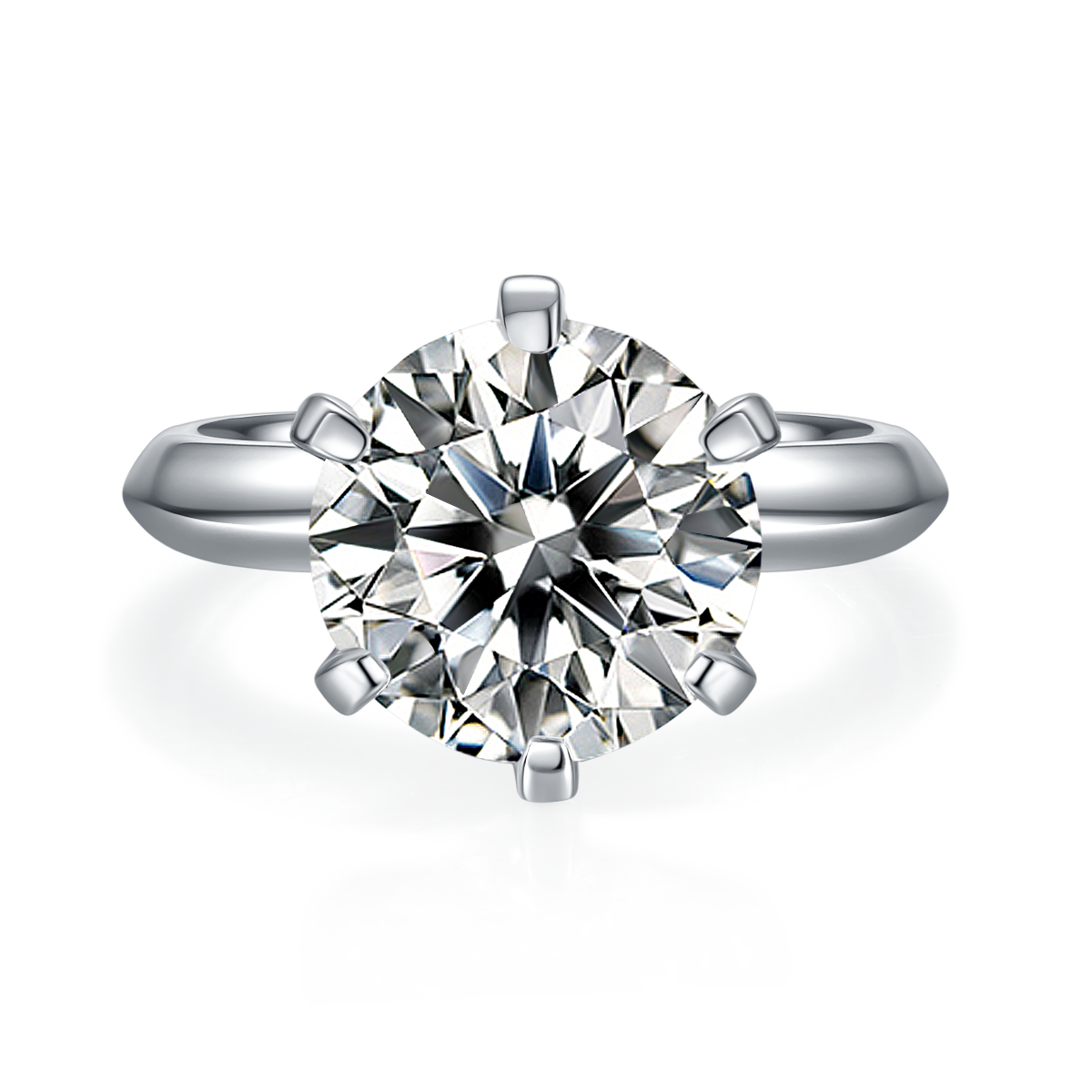 5.0CT Moissanite Round Cut Solitaire Six Prongs Ring for Women