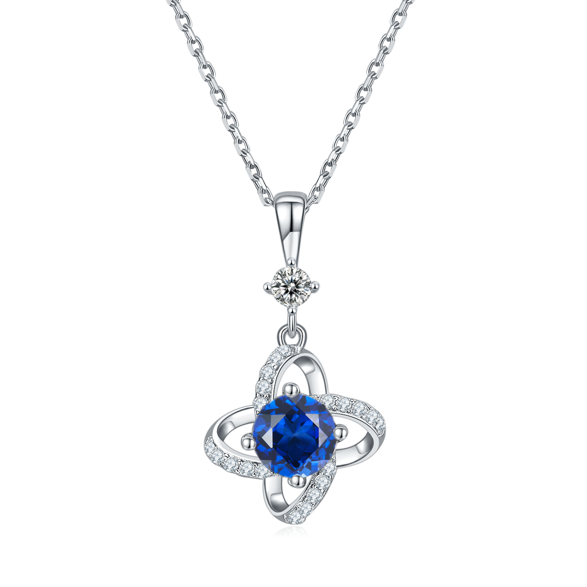 Blue Crystal Windmill Necklace for Women