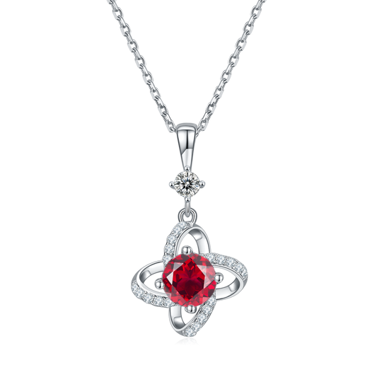 Red Crystal Windmill Necklace for Women