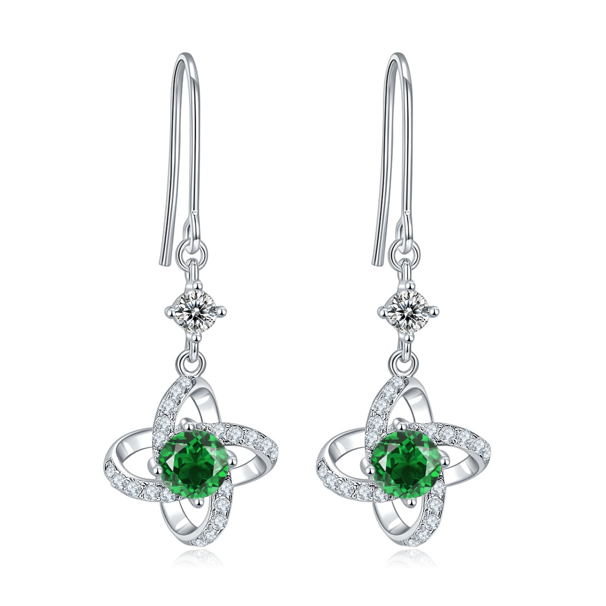 Green Crystal Windmill Earrings for Women