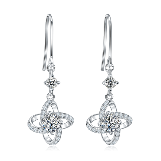Moissanite Round Cut Windmill Earrings for Women
