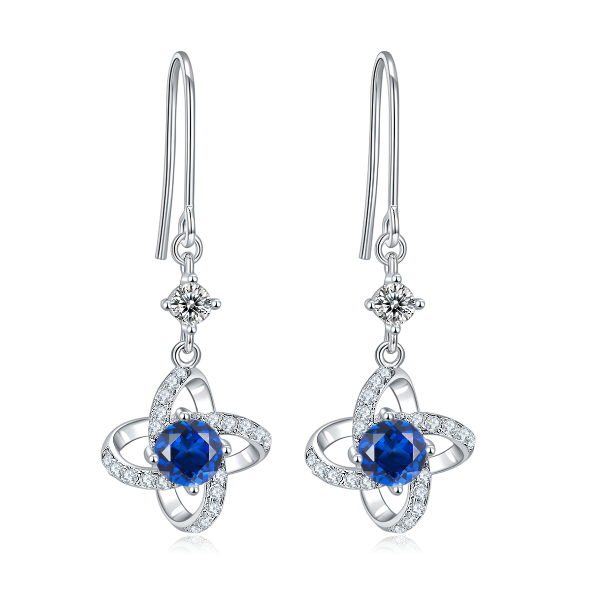 Blue Crystal Windmill Earrings for Women