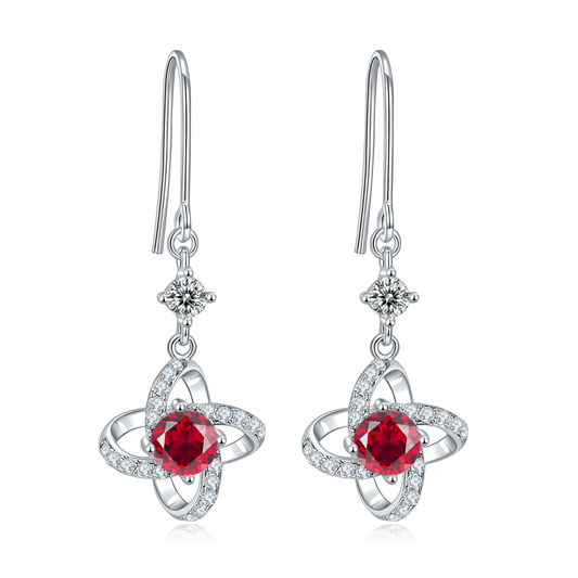 Red Crystal Windmill Earrings for Women