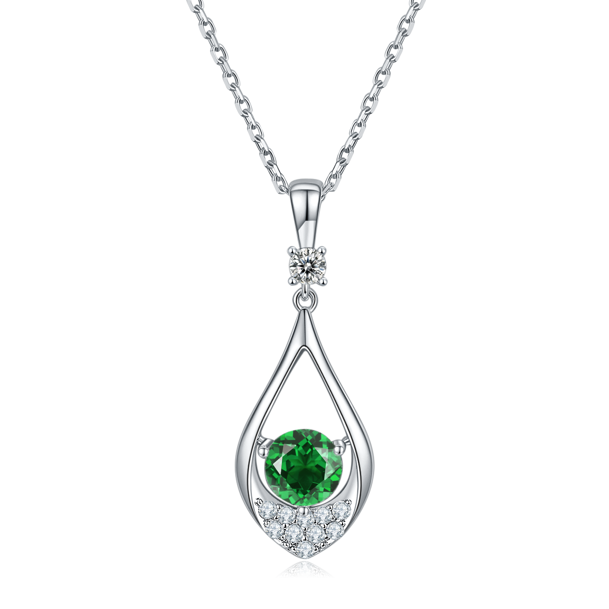 Green Crystal Teardrop Necklace for Women