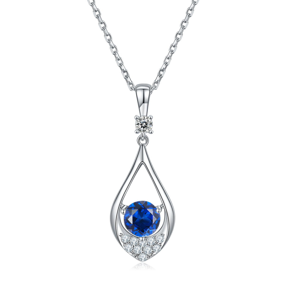 Blue Crystal Teardrop Necklace for Women