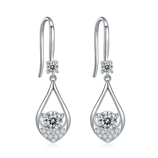 Moissanite Round Cut Teardrop Earrings for Women