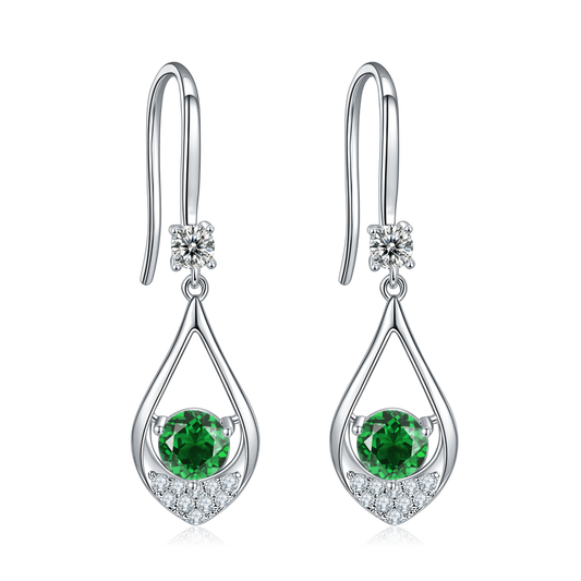 Green Crystal Teardrop Earrings for Women