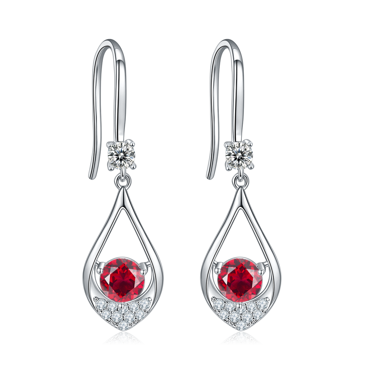 Red Crystal Teardrop Earrings for Women