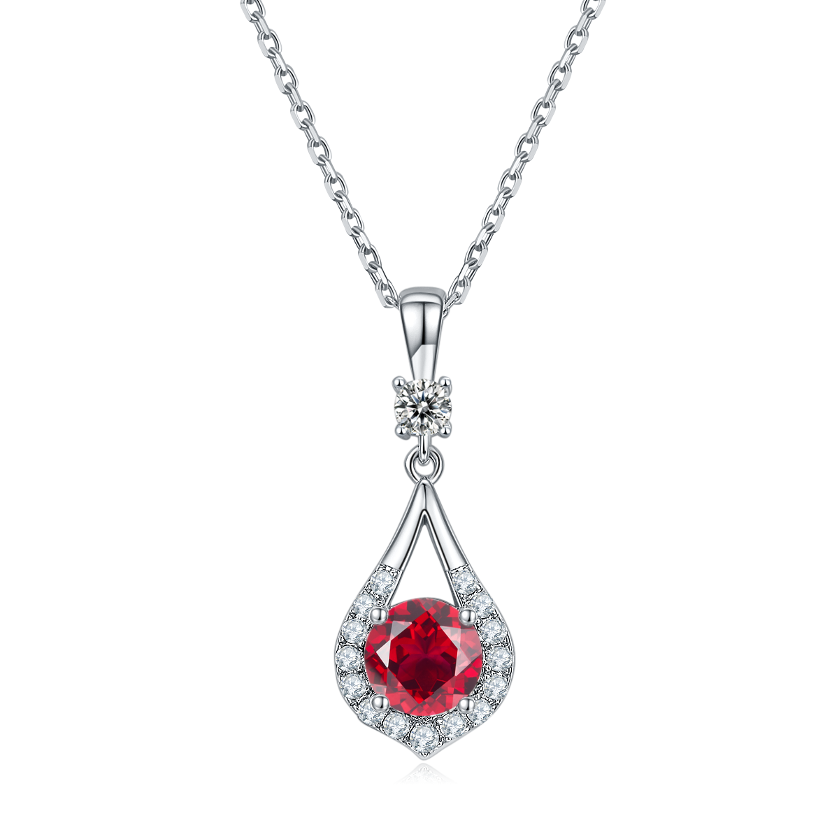Red Crystal Waterdrop Necklace for Women