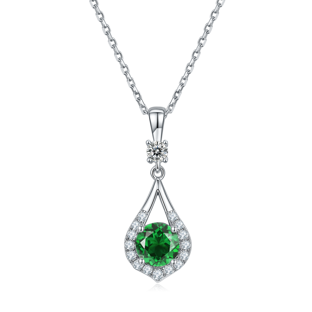 Green Crystal Waterdrop Necklace for Women