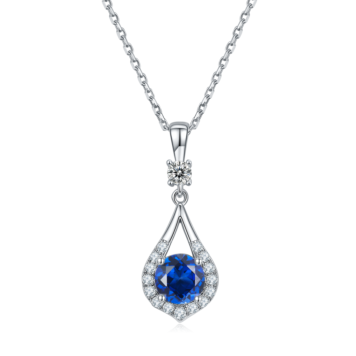 Blue Crystal Waterdrop Necklace for Women