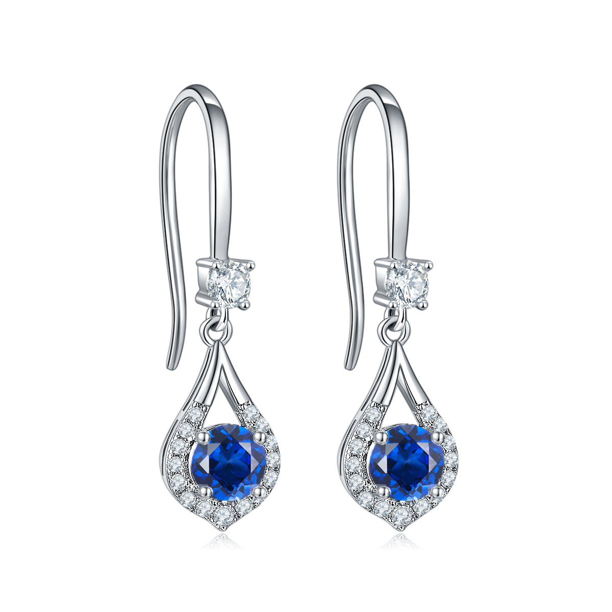 Blue Crystal Waterdrop Earrings for Women