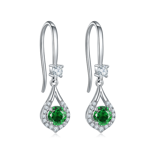 Green Crystal Waterdrop Earrings for Women