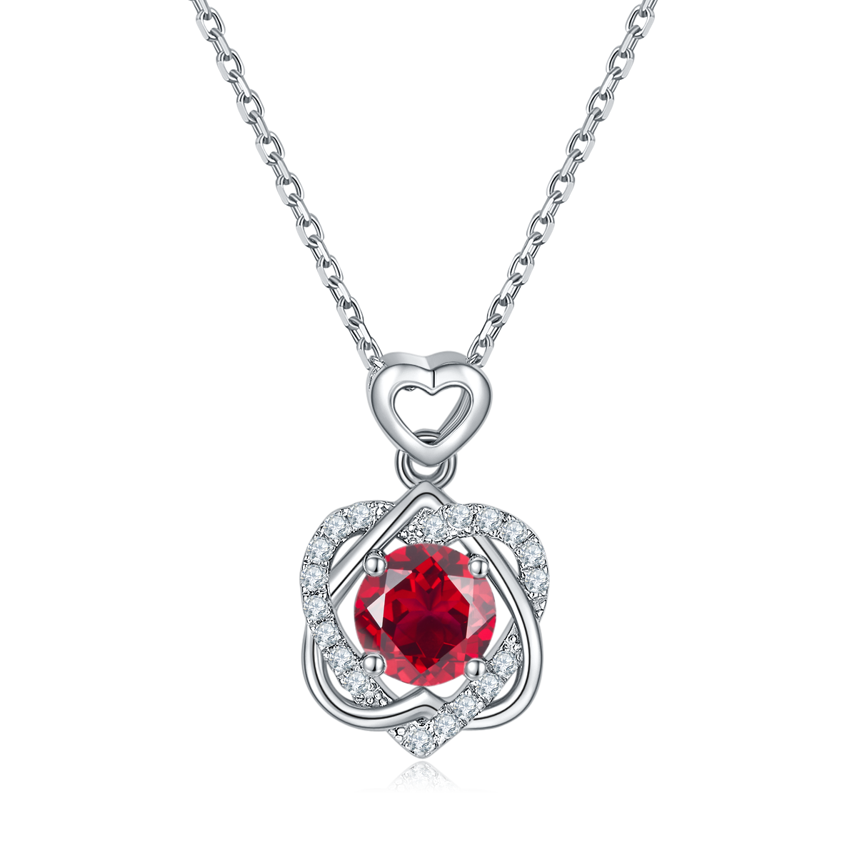 Red Crystal Stone Solitaire Drop Infatuation Necklace for Women