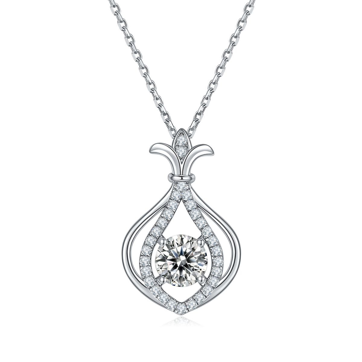 Moissanite Solitaire Drop Small Gourd Necklace for Women