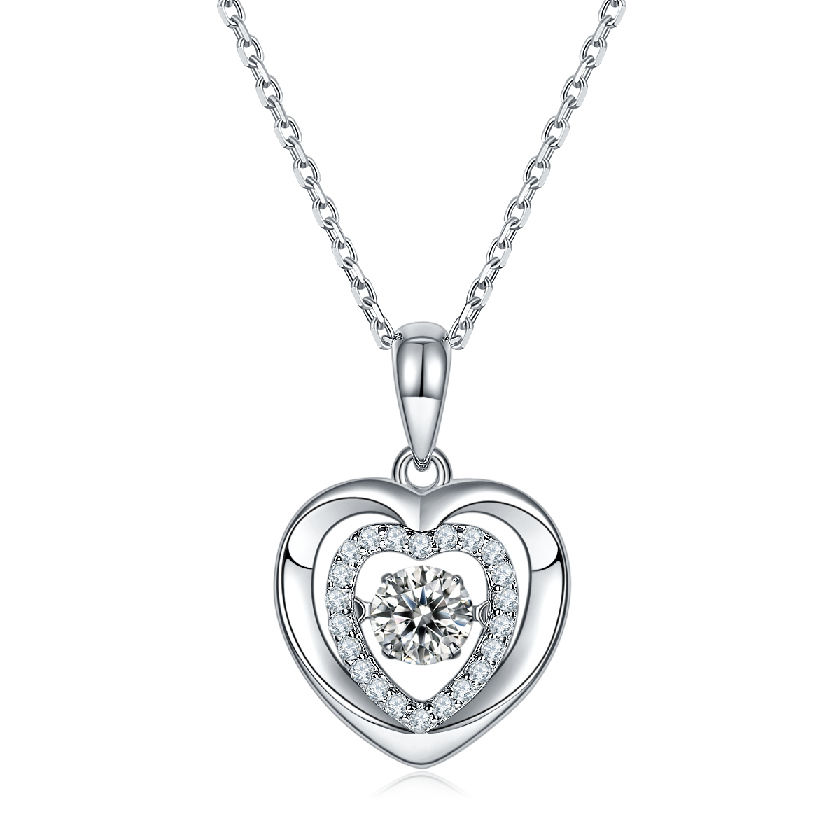 (0.5CT) Moissanite Stone Heart Pattern Spirituel Necklace for Women