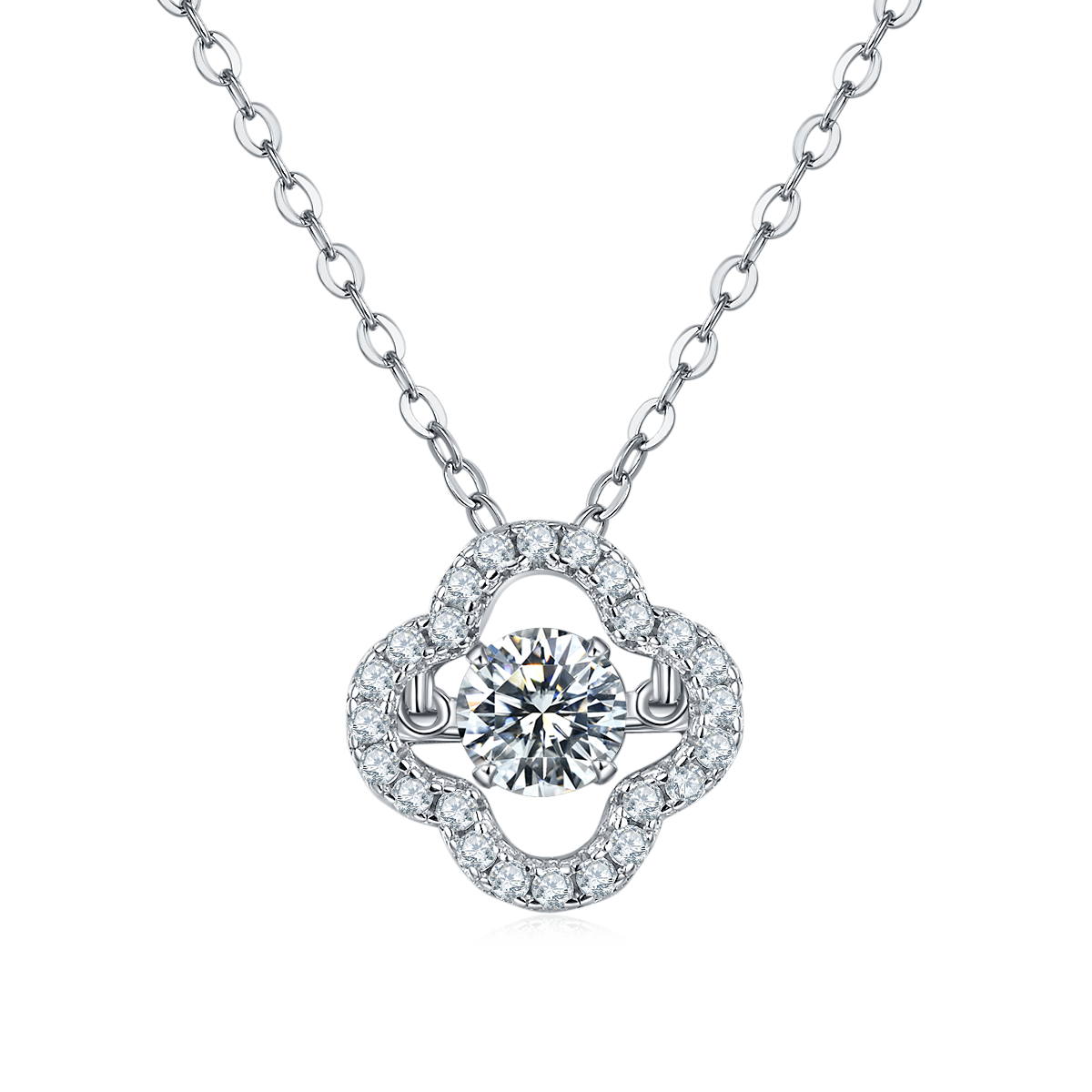 (0.5CT) Moissanite Stone Lucky Clover Necklace for Women