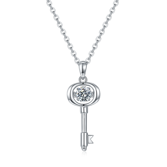 (0.5CT) Moissanite Stone Love Key Necklace for Women