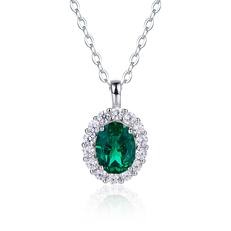 Green Zircon Stone Solitaire Drop Necklace for Women