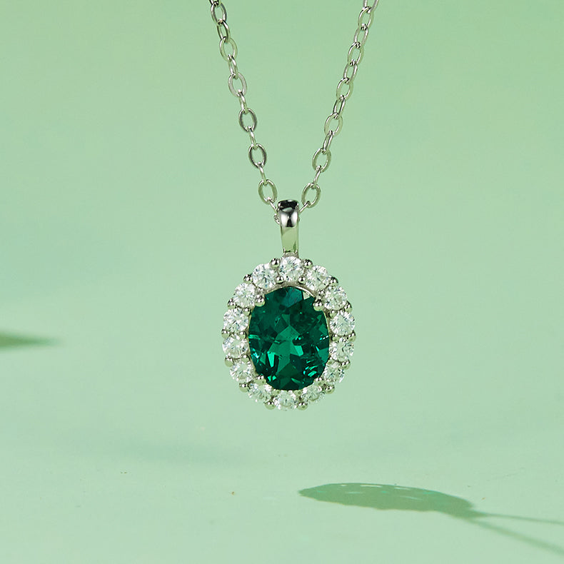 Green Zircon Stone Solitaire Drop Necklace for Women